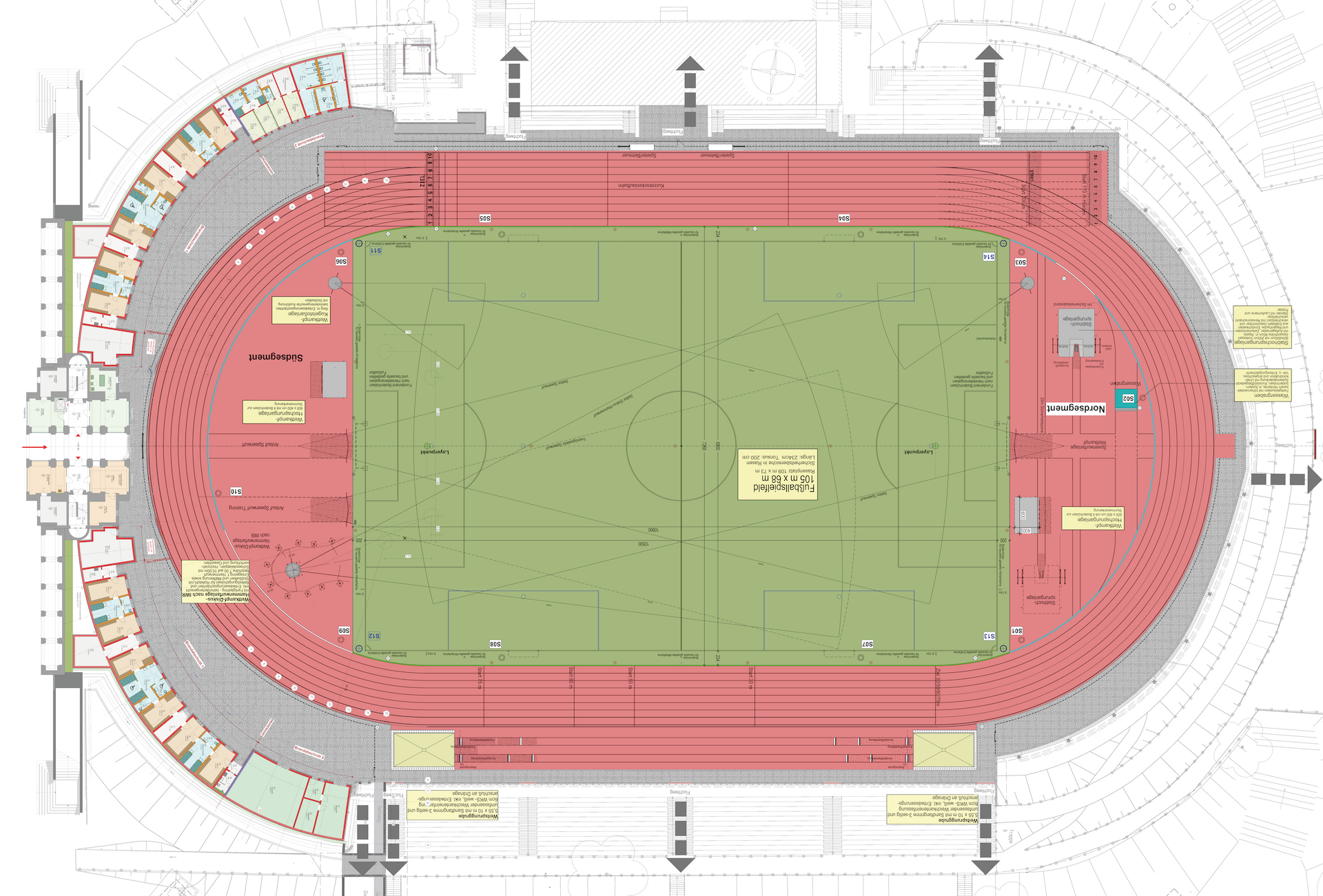 &Uuml;bersichtslageplan mit Geb&auml;uden und Sportanlagen